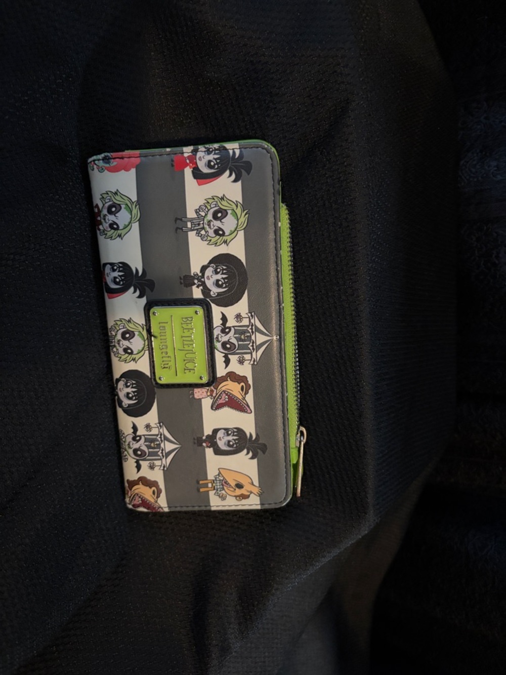 Loungefly Beetlejuice Themed Black & White Stripe Zip Wallet